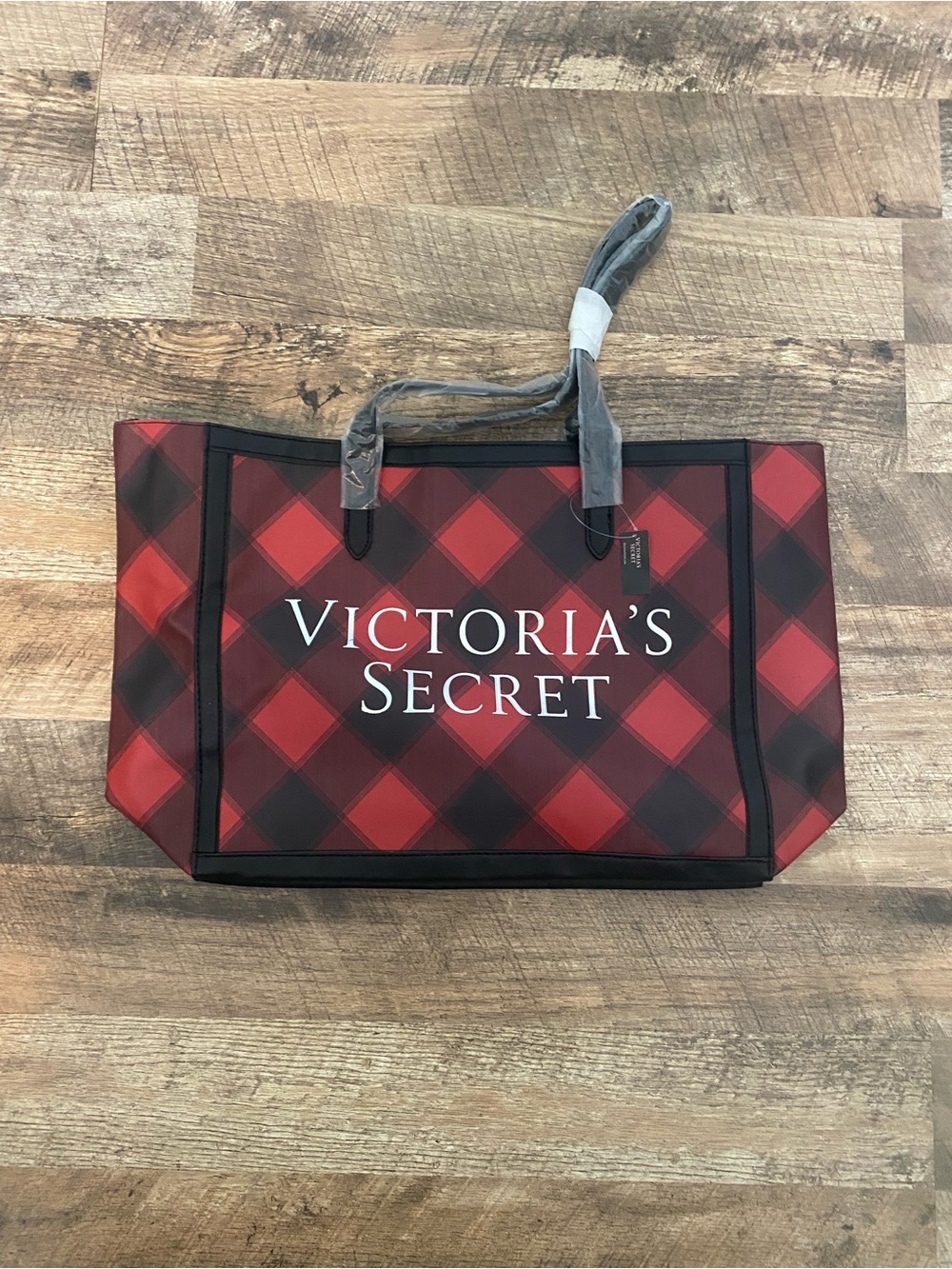 Victoria's Secret Red and Black Plaid Tote